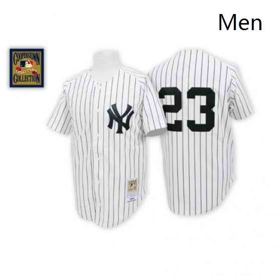 Mens Mitchell and Ness New York Yankees 23 Don Mattingly Authentic White Throwback MLB Jersey
